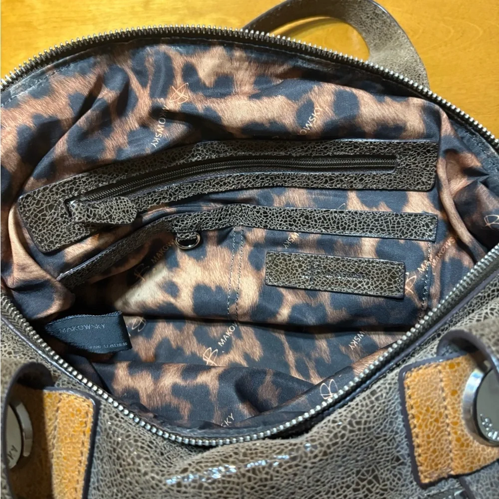 B. Makowsky Textured Brown and Tan Shoulder Bag - Picture 5 of 7